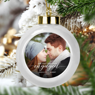 Boule En Céramique Premier Noël Engagé Photo moderne Script blanc