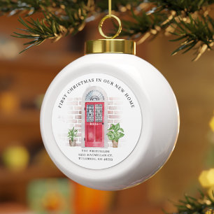 Boule En Céramique Premier Noël Nouvelle Maison Nous Avons Déménagé A