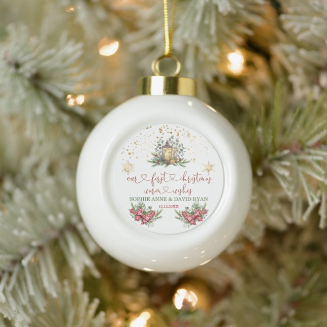 Boule En Céramique Premier Noël Pine Bow LanMariage de Noël (Arbre)