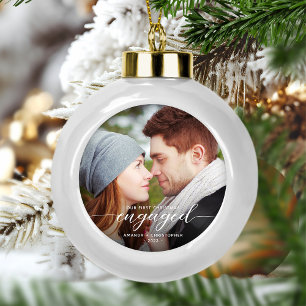 Boule En Céramique Première photo de fiançailles à Noël Blanche Moder
