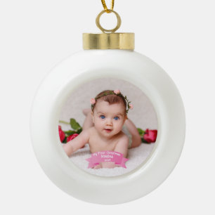 Boule En Céramique Première photo de Noël de bébé
