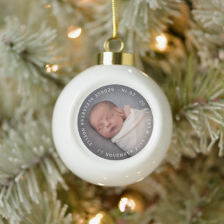 Boule En Céramique Première photo minimaliste de Noël du bébé