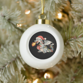Boule En Céramique Présent de lumières de Noël de chapeau de Père Noë