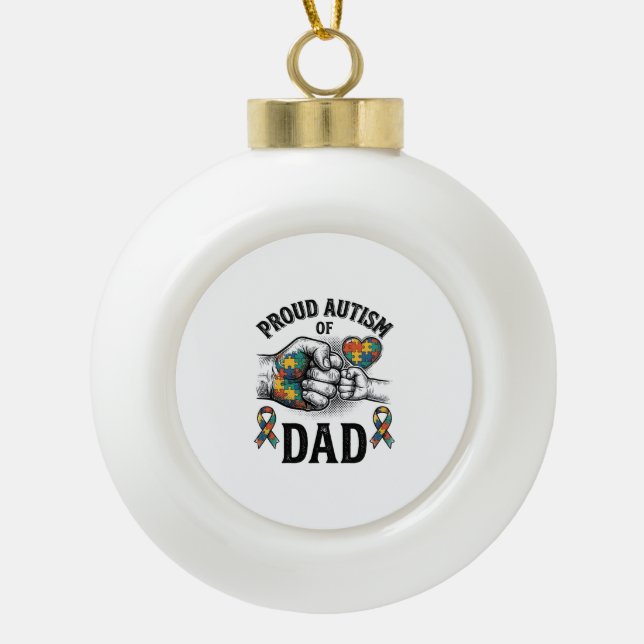 Boule En Céramique Proud Autism Dad Vintage Engraving Awareness Shirt (Devant)