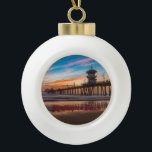 Boule En Céramique Quai Huntington Beach Pier au coucher du soleil<br><div class="desc">Quai Huntington Beach Pier au coucher du soleil</div>