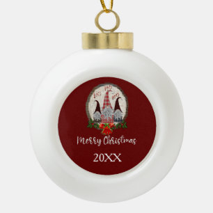 Boule En Céramique Red Christmas Gnomes Elfes tendance