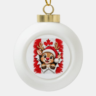 Boule En Céramique Renne de Noël canadien