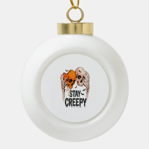 Boule En Céramique Restez Créepy PNG, Crâne Rétro Halloween
