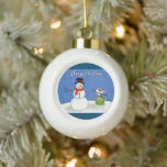 Boule En Céramique Rex The TV Terrier Rex et l'ornement Snowman<br><div class="desc">Un beau Rex La TV Terrier ornement pour votre arbre</div>