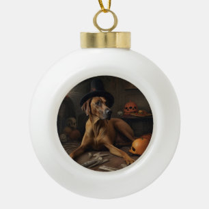 Boule En Céramique Rhodesian Ridgeback Citrouilles Halloween effrayan