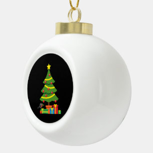 Boule En Céramique Robin Et Coloré Présents Sous Arbre De Noël