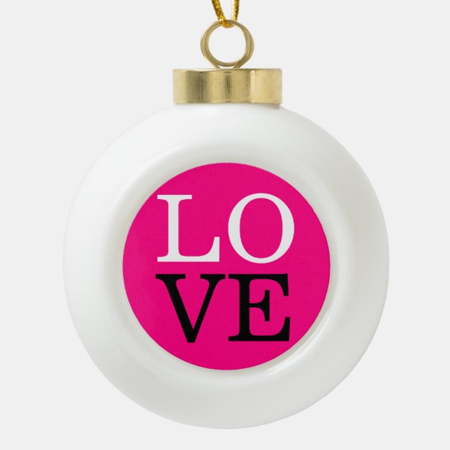 Boule En Céramique Rose Contexte Amour Mariage (Devant)