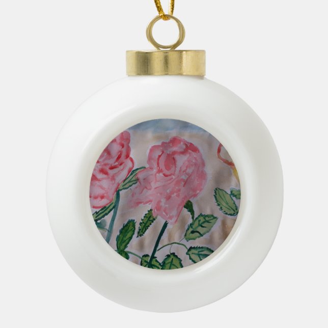 Boule En Céramique Roses d'été Abstraits (Devant)