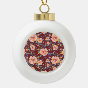 Boule En Céramique Roses, sans soudure, motif arrière - plan rouge