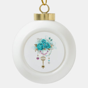 Boule En Céramique Roses turquoise avec touches
