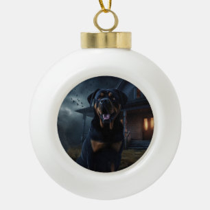 Boule En Céramique Rottweiler Halloween Épouvantable