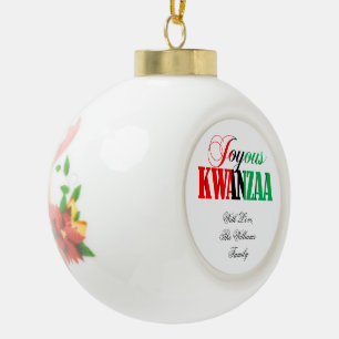Boule En Céramique Rouge Noir Vert Kinara rayé Joyeux Kwanzaa