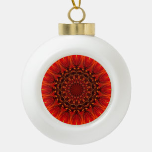 Boule En Céramique Rouge profond Rudbeckia Floral Mandala