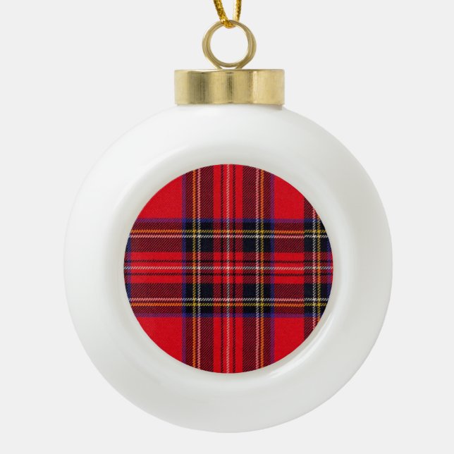 Boule En Céramique Royal Stewart tartan rouge noir plaid (Devant)
