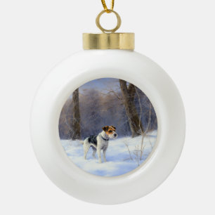 Boule En Céramique Russell Terrier Laisser neiger Noël