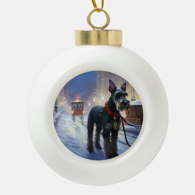 Boule En Céramique Saison de Noël des Schnauzer miniatures (Devant)