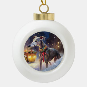 Boule En Céramique Saison de Noël Greyhound
