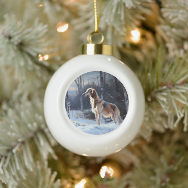 Boule En Céramique Saluki Laisser neiger Noël (Arbre)