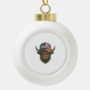 Boule En Céramique Salut Vache Highland Patriotique Design Western Vi