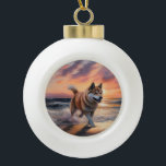 Boule En Céramique Sandy Paws Akita Chien sur le coucher du soleil de<br><div class="desc">Plongez dans la beauté tranquille de notre chien "Sandy Paws and Sunset Hues" sur le coucher du soleil de plage. Cette scène captivante saisit l'essence d'une soirée parfaite au bord de l'eau, avec un fidèle compagnon canin qui profite du sable doré et des teintes époustouflantes du soleil couchant. Que vous...</div>