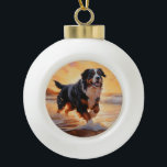 Boule En Céramique Sandy Paws Bernese Mountain Dog on Beach Sunset<br><div class="desc">Plongez dans la beauté tranquille de notre chien "Sandy Paws and Sunset Hues" sur le coucher du soleil de plage. Cette scène captivante saisit l'essence d'une soirée parfaite au bord de l'eau, avec un fidèle compagnon canin qui profite du sable doré et des teintes époustouflantes du soleil couchant. Que vous...</div>