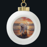 Boule En Céramique Sandy Paws Bichon Frise Dog sur Beach Sunset<br><div class="desc">Plongez dans la beauté tranquille de notre chien "Sandy Paws and Sunset Hues" sur le coucher du soleil de plage. Cette scène captivante saisit l'essence d'une soirée parfaite au bord de l'eau, avec un fidèle compagnon canin qui profite du sable doré et des teintes époustouflantes du soleil couchant. Que vous...</div>