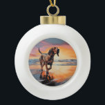 Boule En Céramique Sandy Paws Bloodhound Dog on Beach Sunset<br><div class="desc">Plongez dans la beauté tranquille de notre chien "Sandy Paws and Sunset Hues" sur le coucher du soleil de plage. Cette scène captivante saisit l'essence d'une soirée parfaite au bord de l'eau, avec un fidèle compagnon canin qui profite du sable doré et des teintes époustouflantes du soleil couchant. Que vous...</div>