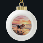 Boule En Céramique Sandy Paws Chien Beagle sur le coucher du soleil d<br><div class="desc">Plongez dans la beauté tranquille de notre chien "Sandy Paws and Sunset Hues" sur le coucher du soleil de plage. Cette scène captivante saisit l'essence d'une soirée parfaite au bord de l'eau, avec un fidèle compagnon canin qui profite du sable doré et des teintes époustouflantes du soleil couchant. Que vous...</div>