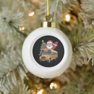 Boule En Céramique Santa Claus School Bus Christmas Tree Driver Xmas