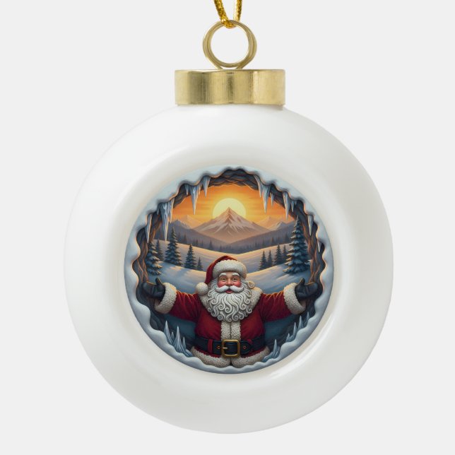 Boule En Céramique Santa Claus Xmas Ornament 2025 – Winter Scene 1 (Devant)
