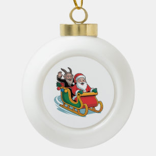Boule En Céramique Santa et Krampus Evil Dark Noël Horreur Xmas 