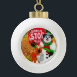 Boule En Céramique Santa's Joy<br><div class="desc">This is a snowman and reindeer waiting for Santa</div>