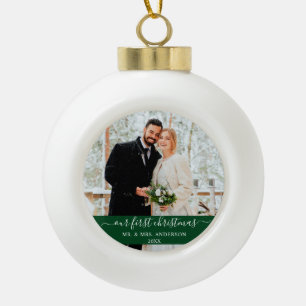 Boule En Céramique Scénario stylisé Notre premier vert de Noël