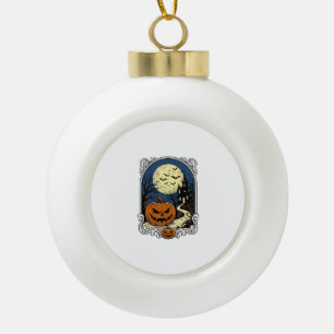 Boule En Céramique Scène de citrouille hantée Art vectoriel Halloween