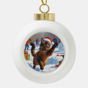 Boule En Céramique Scène de Noël du Festival de Chat Abyssinien