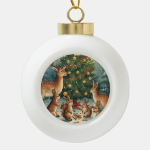 Boule En Céramique Scène de Noël en forêt