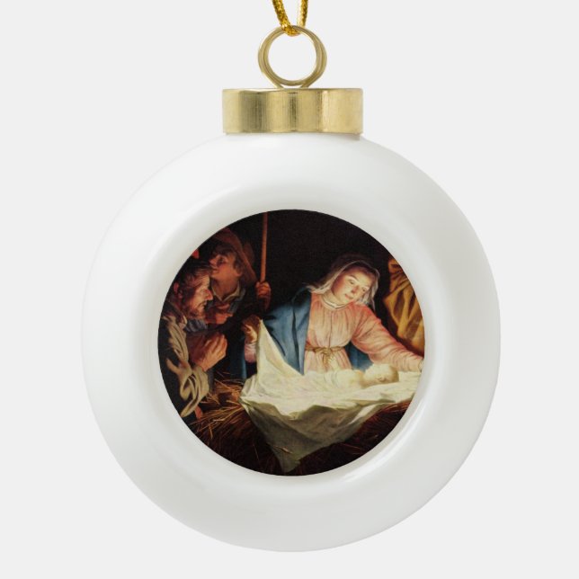 Boule En Céramique Scène des maîtres de Noël (Devant)