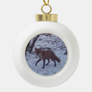 Boule En Céramique Scène hivernale fantaisiste de renard roux en forê