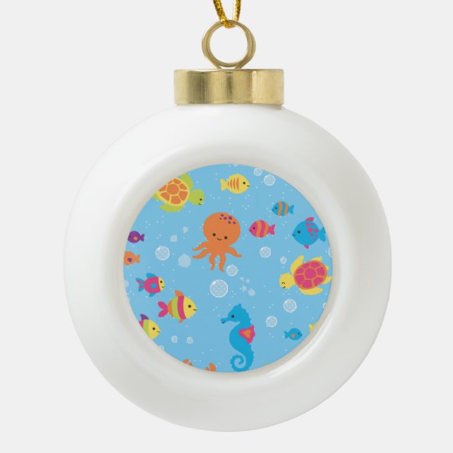 Boule En Céramique Scène sous-marine mignonne (Devant)