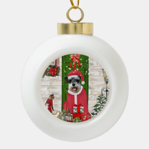 Boule En Céramique Schnauzer Chien Noël