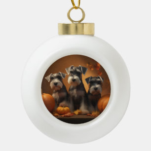 Boule En Céramique Schnauzer chiot Autumn Delight Citrouille