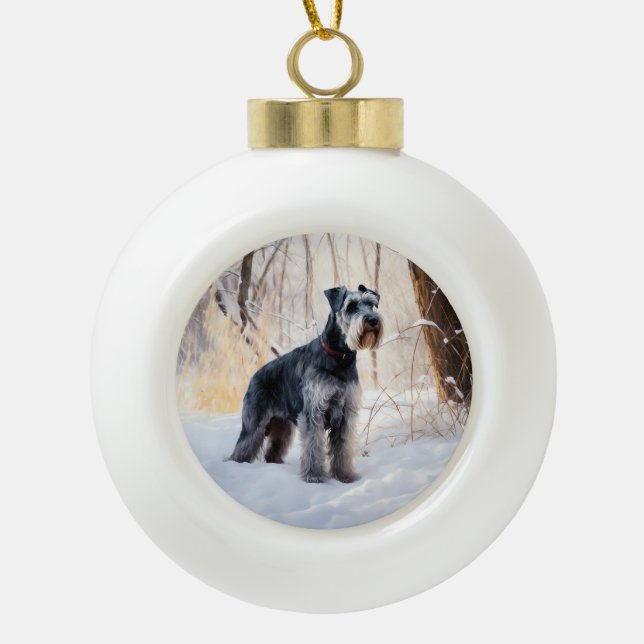 Boule En Céramique Schnauzer Laisser neiger Noël (Devant)