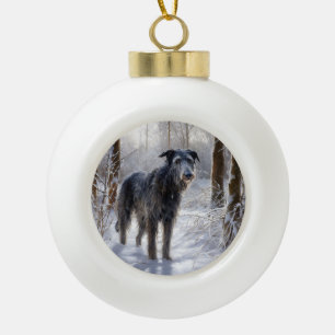 Boule En Céramique Scottish Deerhound Laissez-le neiger Noël