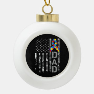 Boule En Céramique Sensibilisation sur l'autisme Papa USA Drapeau Fêt