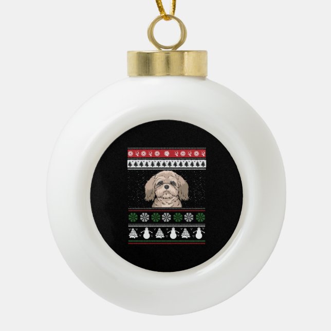 Boule En Céramique Shih Tzu Noël (Devant)